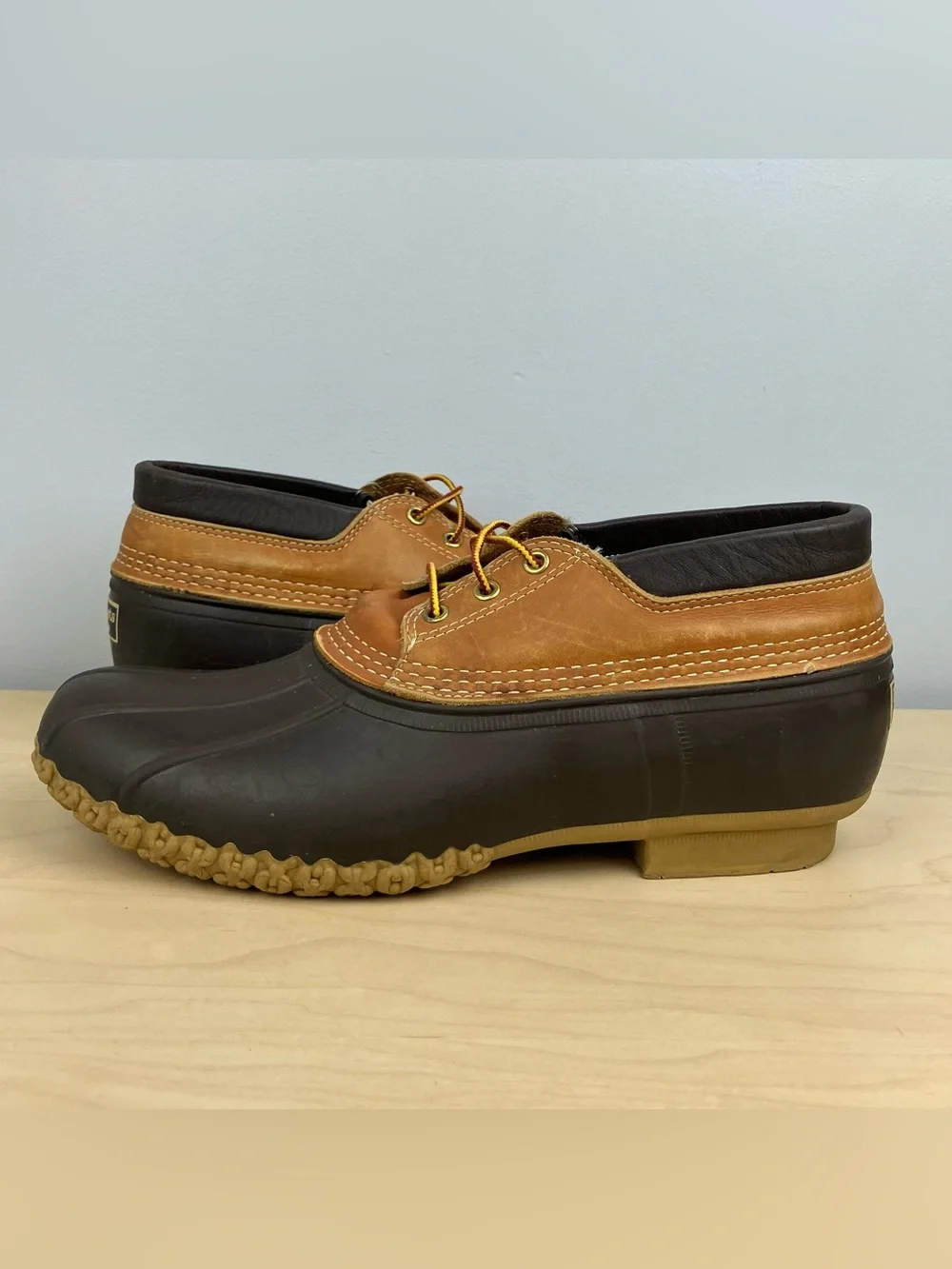L.L. Bean Men’s Size 12.0 M Duck Boots Gumshoe Rubber Moc Brown Leather Shoes